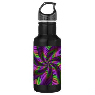 Groovy Energetic Colorful Neon Fraktal Pattern Edelstahlflasche