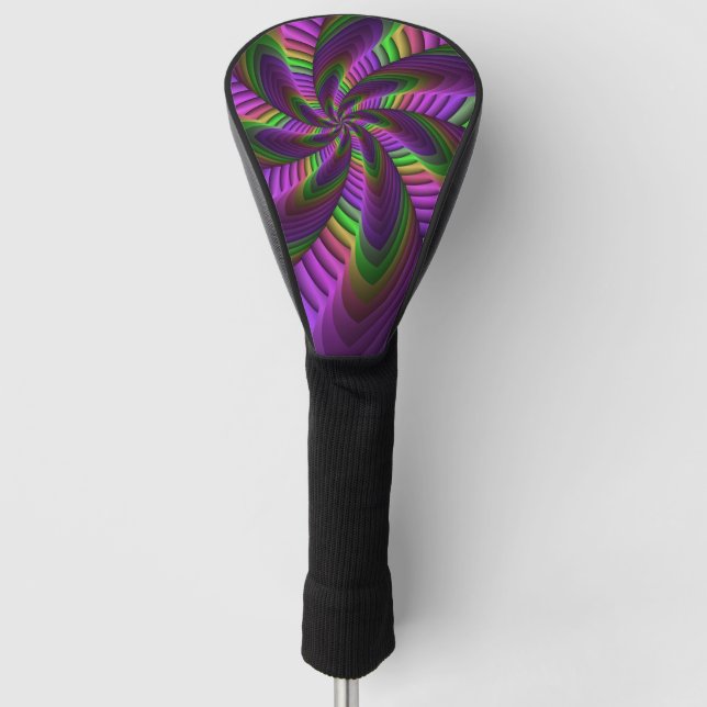 Groovy Energetic Colorful Neon Fraktal Pattern Golf Headcover (Vorderseite)
