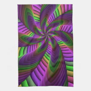 Groovy Energetic Colorful Neon Fraktal Pattern Handtuch