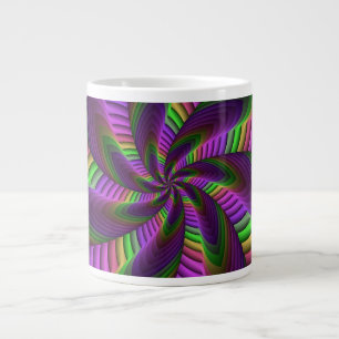 Groovy Energetic Colorful Neon Fraktal Pattern Jumbo-Tasse