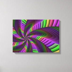 Groovy Energetic Colorful Neon Fraktal Pattern Leinwanddruck
