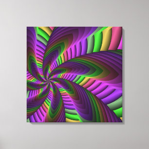 Groovy Energetic Colorful Neon Fraktal Pattern Leinwanddruck
