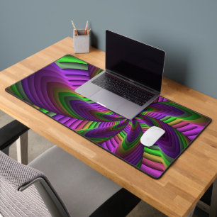 Groovy Energetic Colorful Neon Fraktal Pattern Schreibtischunterlage
