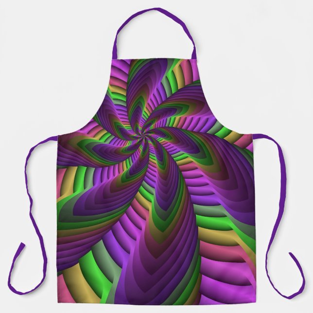 Groovy Energetic Colorful Neon Fraktal Pattern Schürze (Vorderseite)