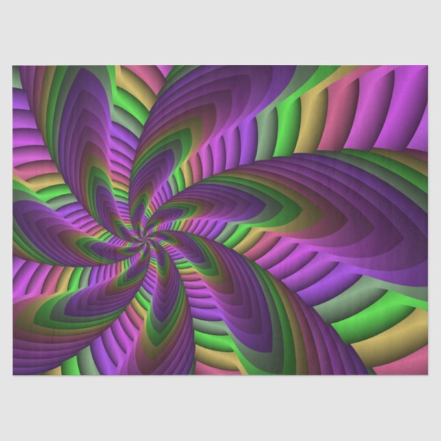 Groovy Energetic Colorful Neon Fraktal Pattern Seidenpapier (Vorderseite)