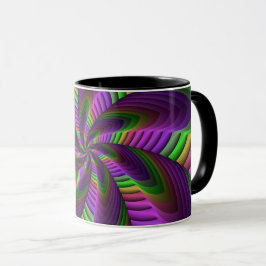 Groovy Energetic Colorful Neon Fraktal Pattern Tasse