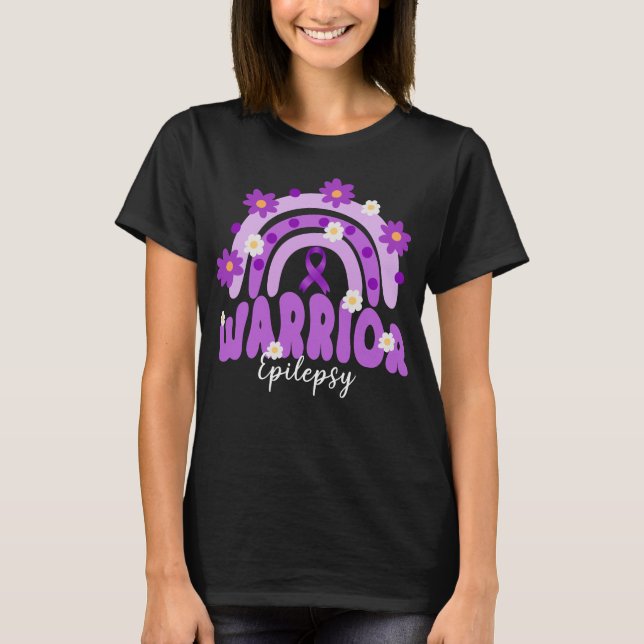 Groovy Epilepsy Krieger Regenbogen Blume T-Shirt (Vorderseite)