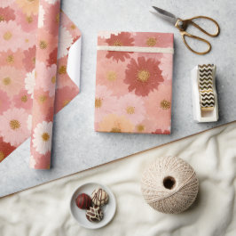 Groovy Erröten Boho Daisy Blumen Garten Muster Geschenkpapier