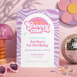 Groovy Erste Geburtstags-Retro-Boho-Einladung Einladung