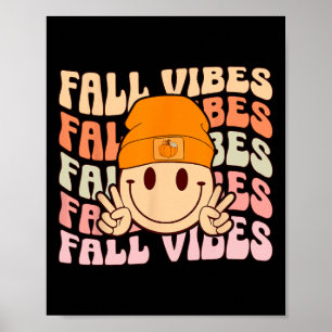 Groovy Fall Vibes Smile Face Retro Herbstwochen Poster