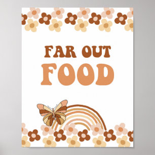 Groovy Far Out Food Retro Hippie Party-Zeichen Poster