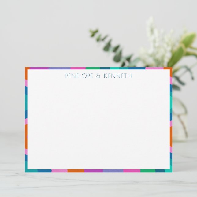 Groovy farbenfrohe Lila Retro Hochzeit maßgeschnei Dankeskarte (Stehend Vorderseite)