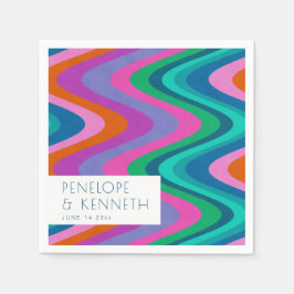 Groovy farbenfrohe Lila Retro Hochzeit maßgeschnei Serviette