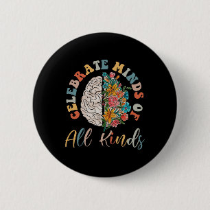 Groovy feiert Köpfe aller Art Neurodiversität Button
