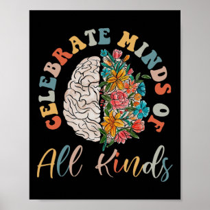 Groovy Feiert Köpfe Aller Art Neurodiversität Poster