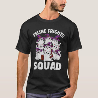 Groovy Feline Frights Squad Spooky Cats Lover Hall T-Shirt