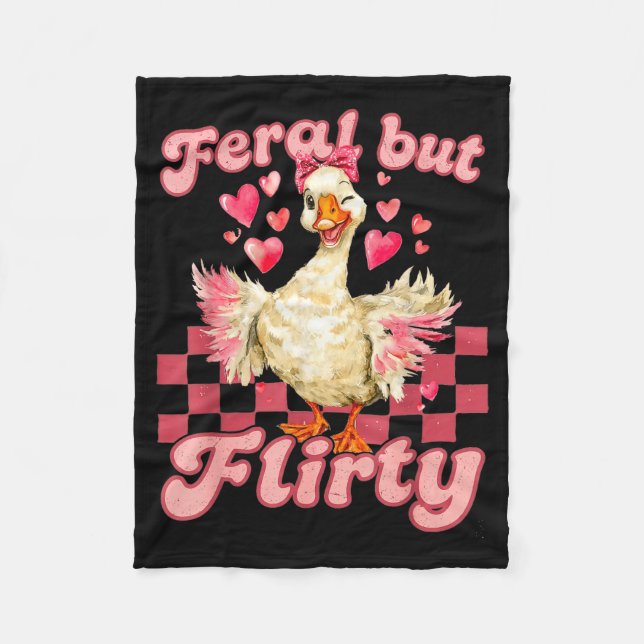 Groovy Feral-but-flirty Silly Goose Valentine Duck Fleecedecke (Vorderseite)