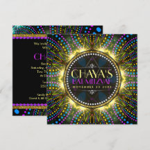 Groovy Feuerwerk Bat Mitzvah Einladung