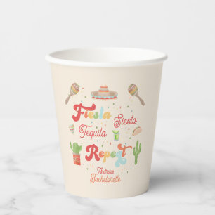 Groovy Fiesta Siesta Tequila Repeat Bachelorette Pappbecher