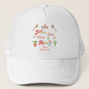Groovy Fiesta Siesta Tequila Repeat Bachelorette Truckerkappe