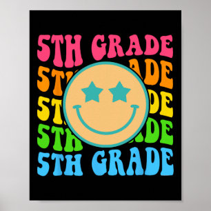 Groovy Fifth Grade Vibes Gesicht Retro Lehrer Byck Poster