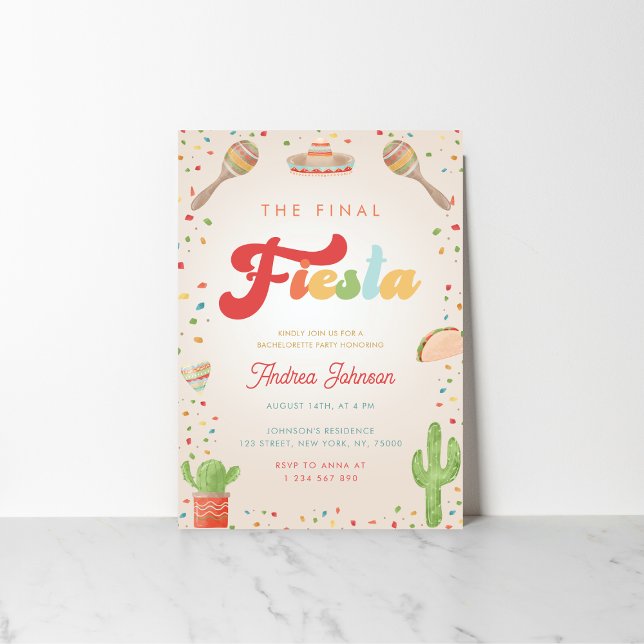 Groovy Finale Fiesta Junggeselinnen-Abschied Einladung (Von Creator hochgeladen)