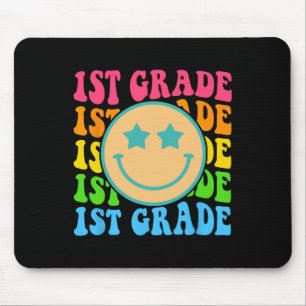 Groovy First Grade Vibes Face Retro Lehrer zurück Mousepad