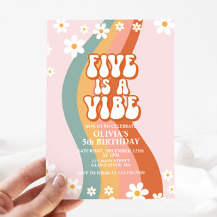 Groovy Five ist ein Vibe daisy Regenbogen 5. Gebur Einladung