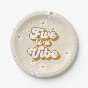 Groovy Five ist eine Stimmung Retro Gänseblümchen  Pappteller