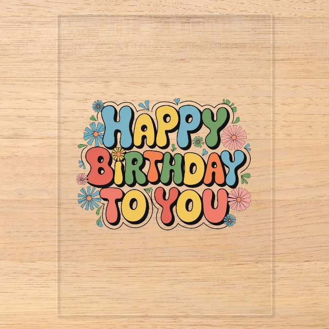 Groovy Floral Geburtstag Acryleinladungen (Vorderseite)