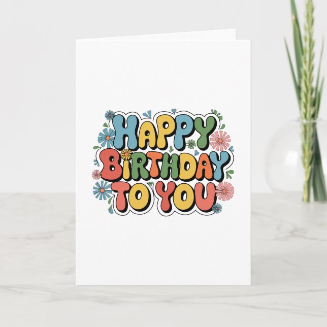 Groovy Floral Geburtstag Dankeskarte (Vorderseite)
