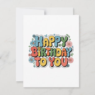 Groovy Floral Geburtstag Dankeskarte