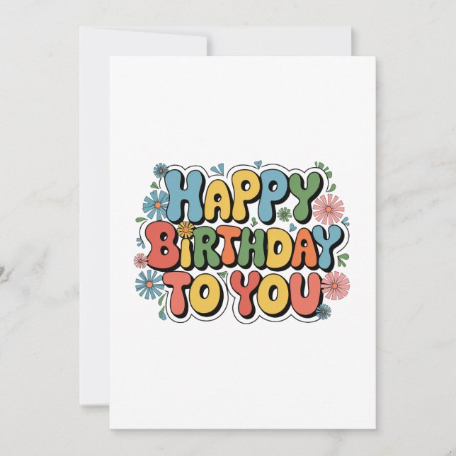 Groovy Floral Geburtstag Einladung (Vorderseite)
