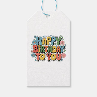 Groovy Floral Geburtstag Geschenkanhänger