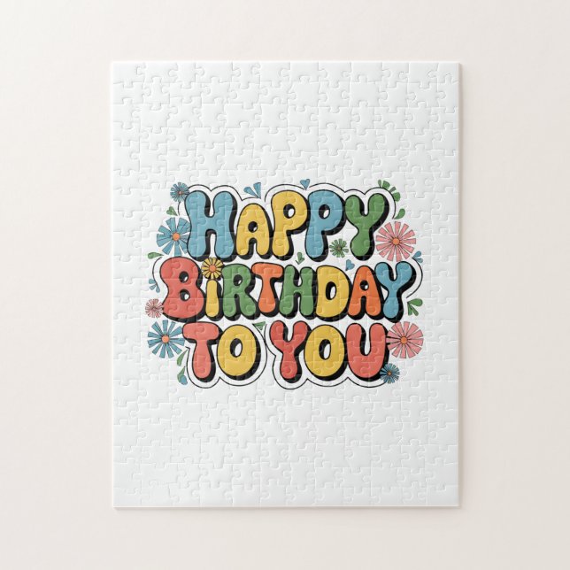 Groovy Floral Geburtstag Puzzle (Vertikal)