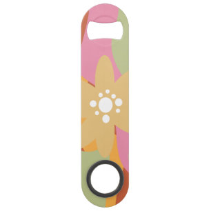 Groovy floral Muster Pink Gelb Speed Flaschenöffner