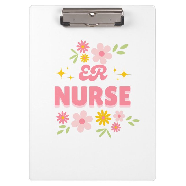 Groovy Floral Notfallkrankenschwester Klemmbrett (Vorderseite)