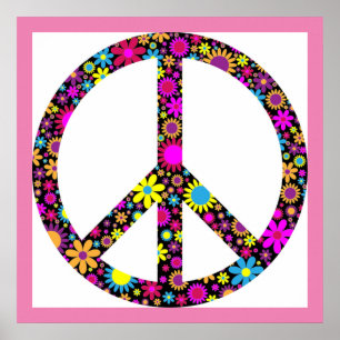 GROOVY FLORAL PEACE SIGNAM Poster