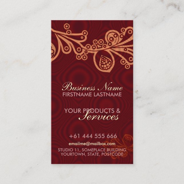 Groovy Floral Vertical Business Card Visitenkarte (Vorderseite)