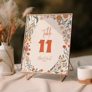 Groovy Floral Vintage Retro Hochzeitstisch Zahlen