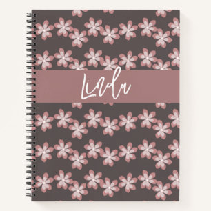 Groovy Florals Gedämpfte Pink Name Journal Notizbu Notizbuch