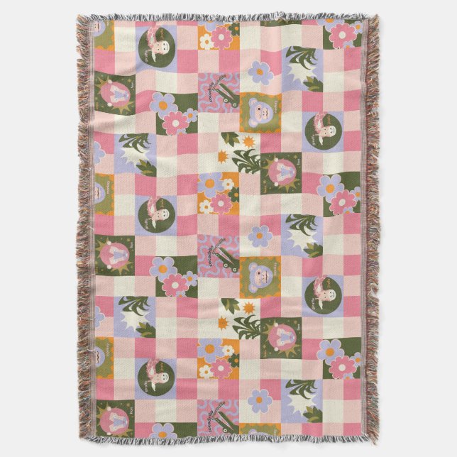 Groovy Flower Dschungel Druck Decke (Vorderseite Vertikal)