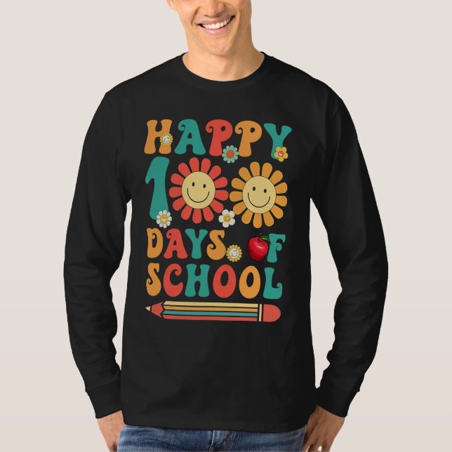 Groovy Flower Happy 100 Days Of School  Teacher Ki T-Shirt (Vorderseite)
