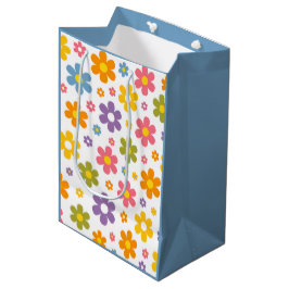 Groovy Flower Power (Blau) Mittlere Geschenktüte
