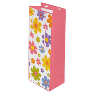 Groovy Flower Power Geschenktüte Für Weinflaschen