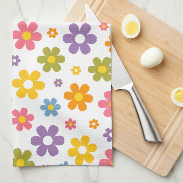 Groovy Flower Power Geschirrtuch (Viertel Falte)