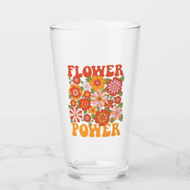 Groovy Flower Power Grafik Glas (Vorderseite)