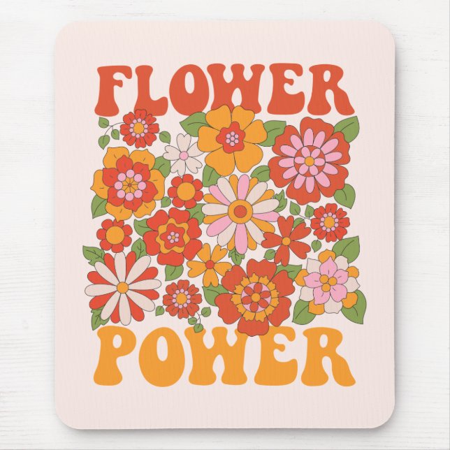 Groovy Flower Power Grafik Mousepad (Vorne)