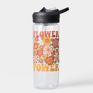 Groovy Flower Power Grafik Trinkflasche