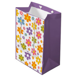 Groovy Flower Power (Lila) Mittlere Geschenktüte